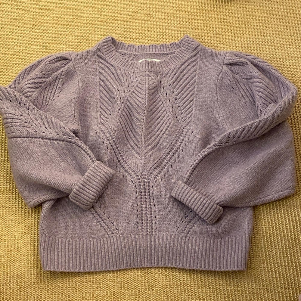 NWT Anthropologie Lavender Puff-Sleeve Knit Sweater